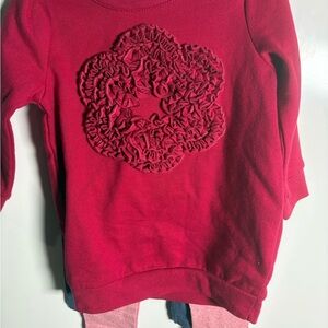 Kids Red Floral Embroidered Top